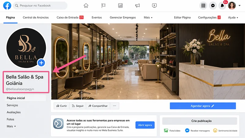 otimizar uma Página do Facebook